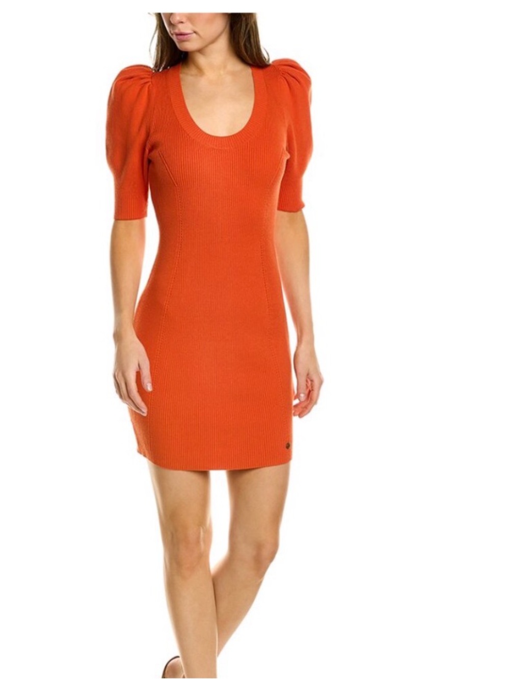 Ted Baker Bright Orange Puff-Sleeve Mini Dress